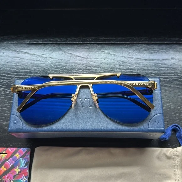 Louis Vuitton Ash 1.1 Millionaires Pilot Z1261W Gold Rimless Aviators - Picture 7 of 13